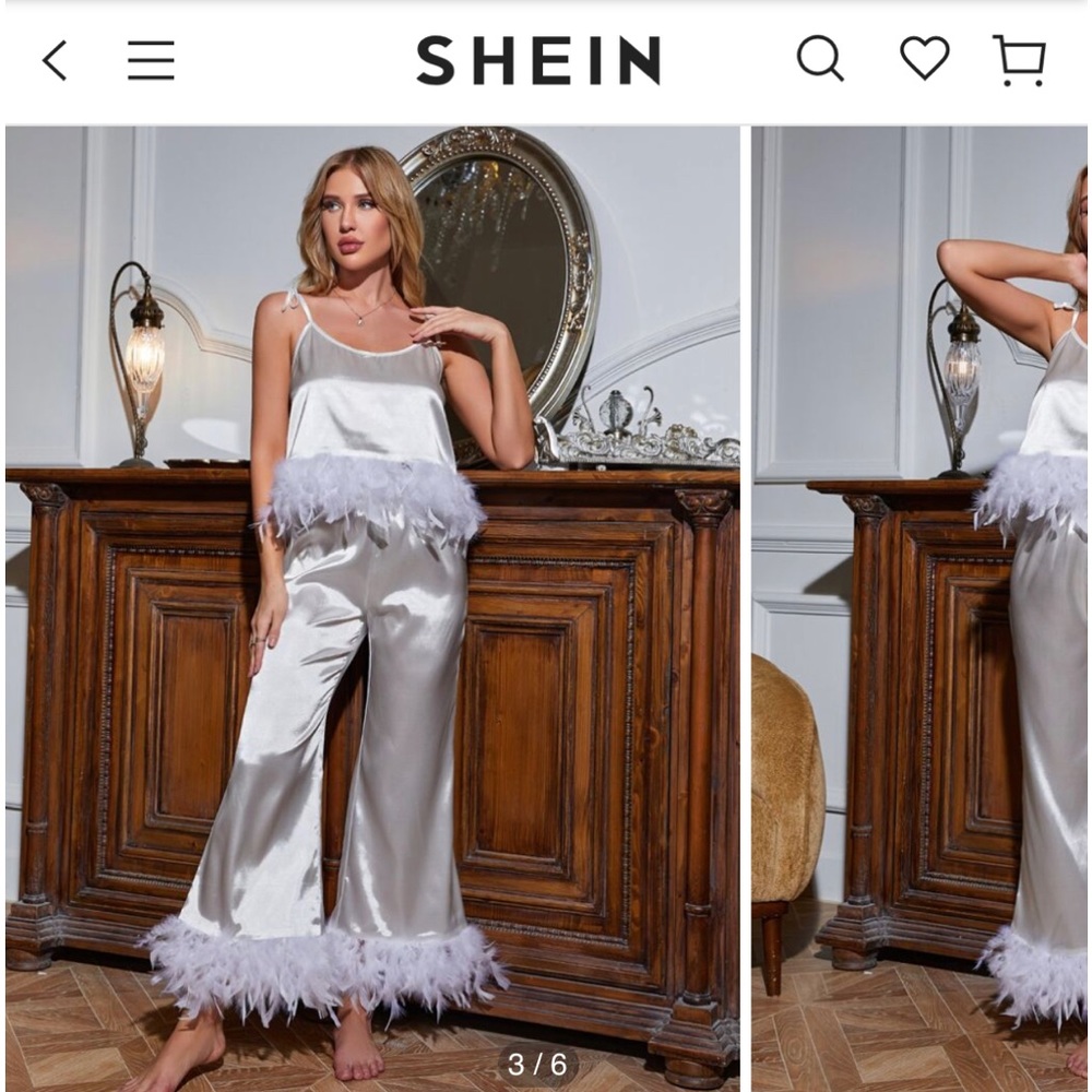 BRAND NEW NEVER WORN-White bridal silk pajamas! Top and bottom included.